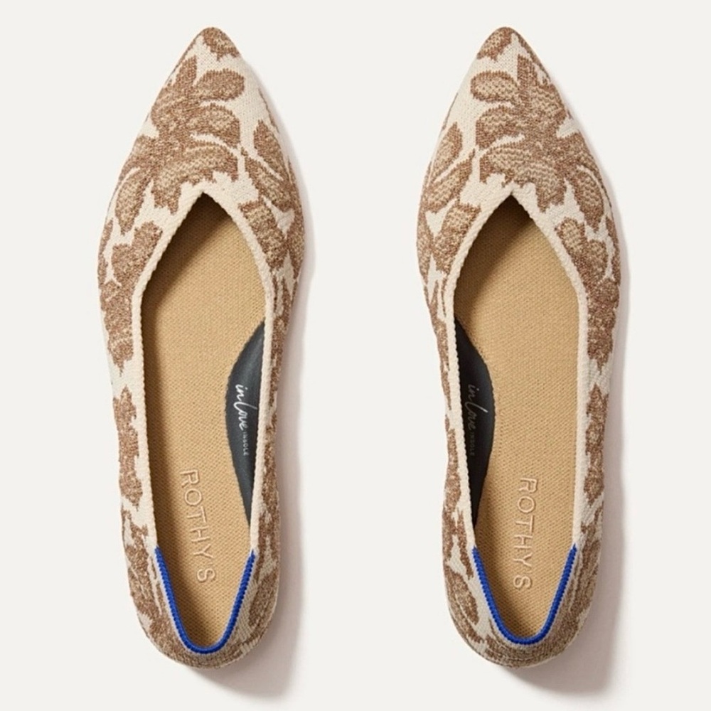 LIKE NEW Rothy's The Point Il Flats | Gold Chantilly | Size 10